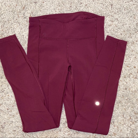 Maroon Lululemon Leggings Size 6 - Picture 4 of 4
